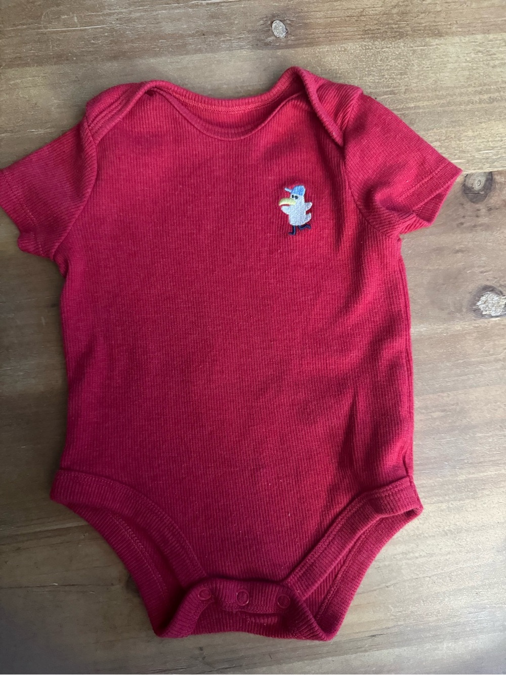 Garanimals Red Short-Sleeve Baby Bodysuit with Duck Patch